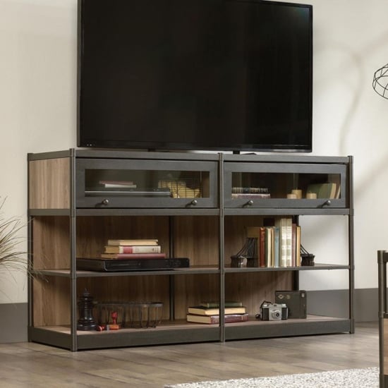 Read more about Barrister wooden tv stand with 2 drawers in salt oak