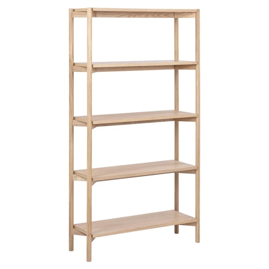 Barstow Wooden Bookcase With 4 Shelves In White Oak