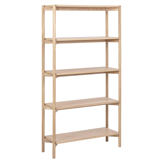 Product photograph of Barstow Wooden Bookcase With 4 Shelves In White Oak from Furniture in Fashion