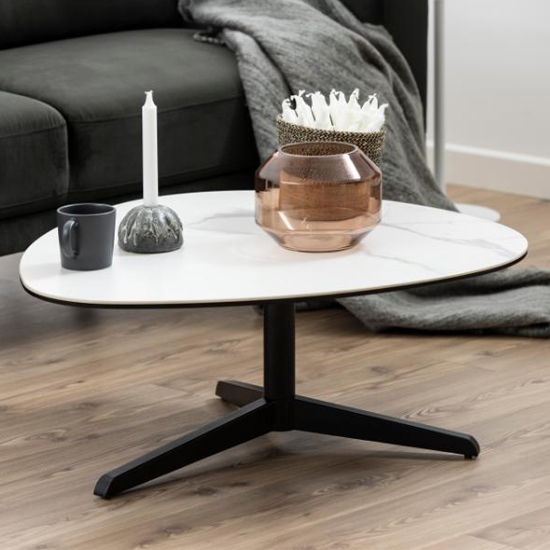 Barstow Marble Coffee Table In Akranes White
