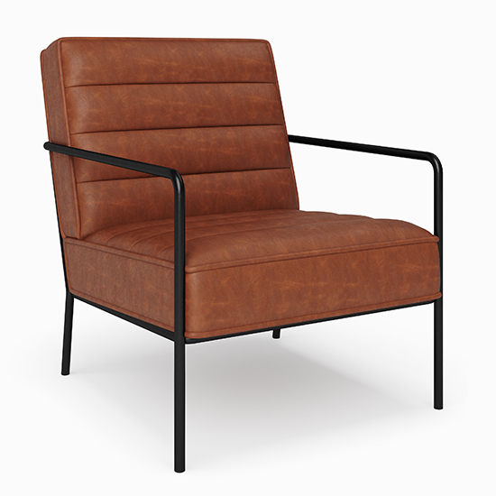 Barth Faux Leather Accent Chair In Rust With Black Legs