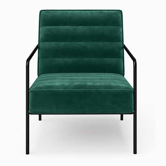 Barth Plush Velvet Accent Chair In Green With Black Legs