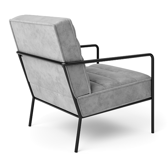 Barth Plush Velvet Accent Chair In Grey With Black Legs