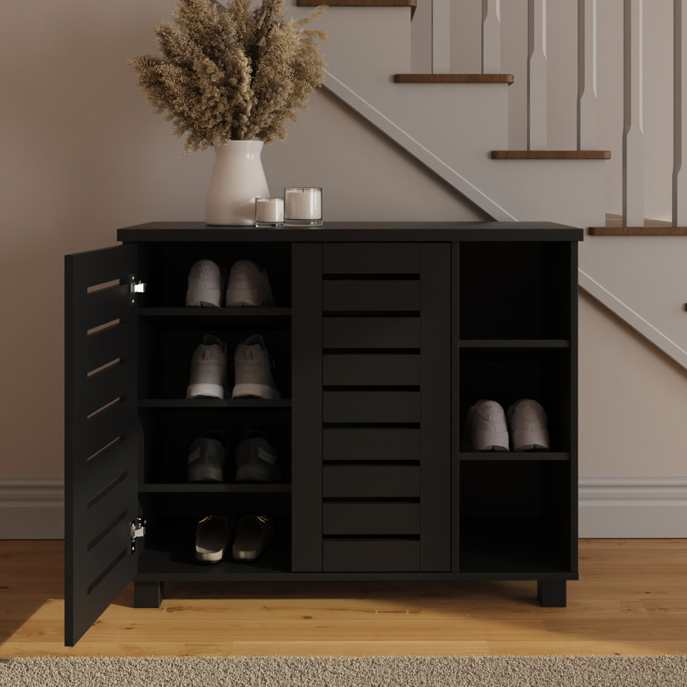 Bartlett Wooden Shoe Storage Cabinet in Black