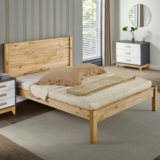 Read more about Brela wooden king size bed in waxed pine