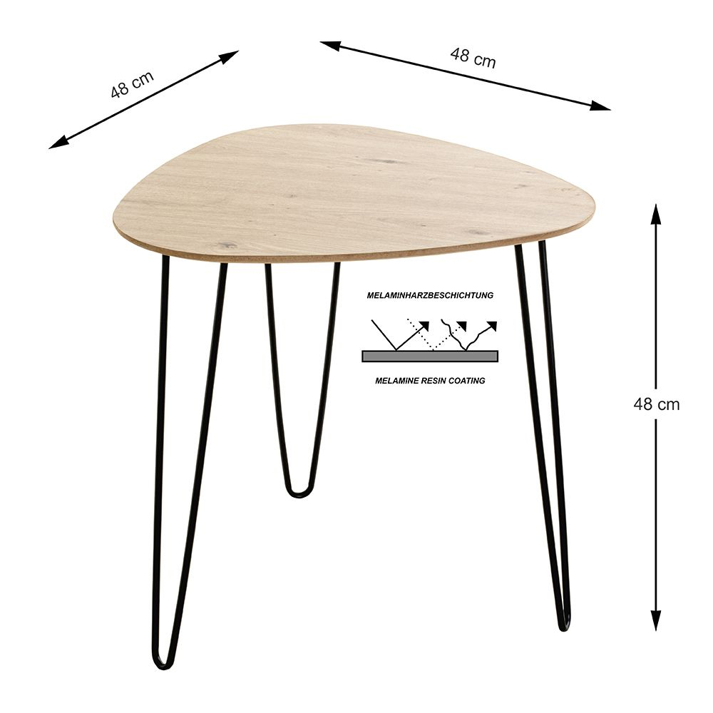 Bartow Large Wooden End Table With Black Metal Legs In Oak