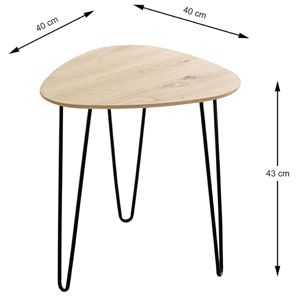 Bartow Small Wooden End Table With Black Metal Legs In Oak