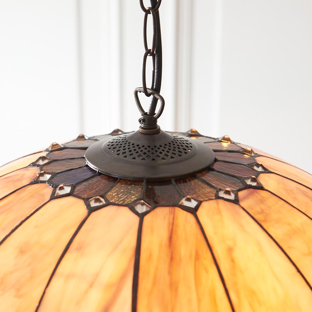 Bartow Tiffany Glass Pendant Ceiling Light In Satin Black