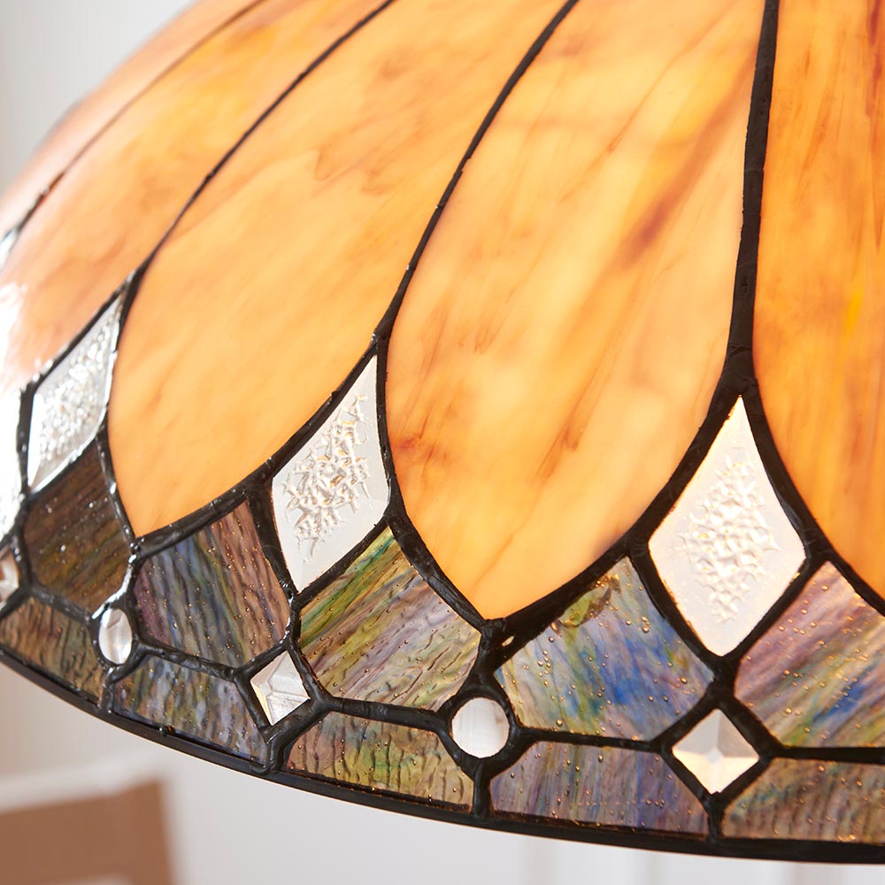 Bartow Tiffany Glass Pendant Ceiling Light In Satin Black