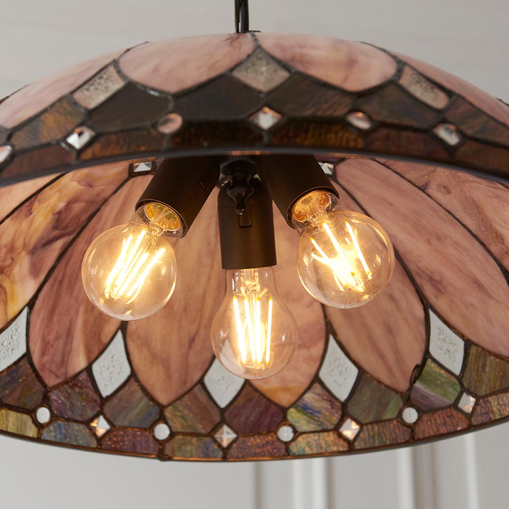 Bartow Tiffany Glass Pendant Ceiling Light In Satin Black