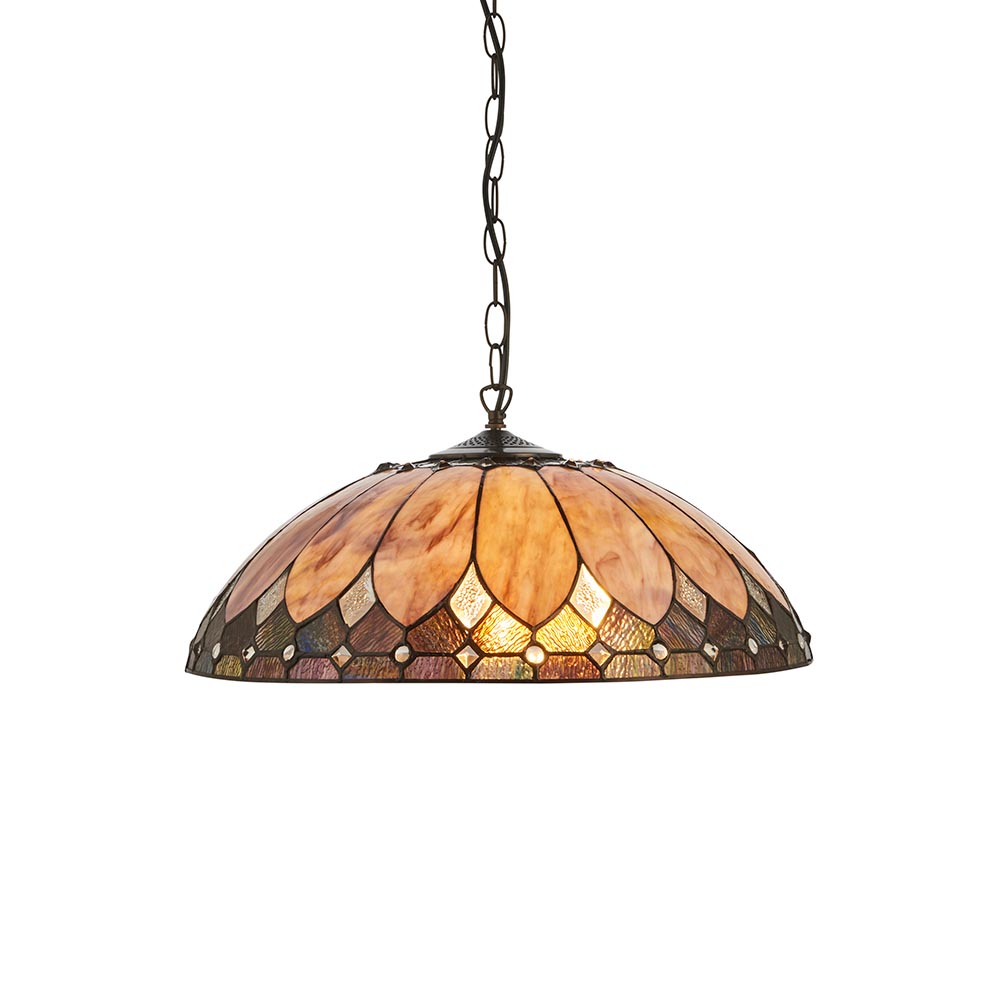 Bartow Tiffany Glass Pendant Ceiling Light In Satin Black
