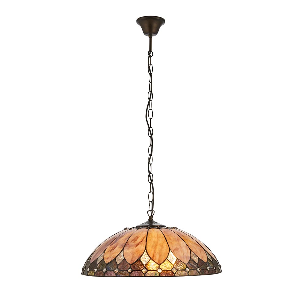 Bartow Tiffany Glass Pendant Ceiling Light In Satin Black