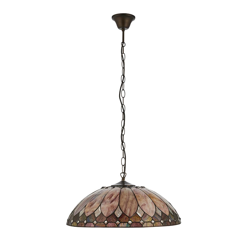 Bartow Tiffany Glass Pendant Ceiling Light In Satin Black