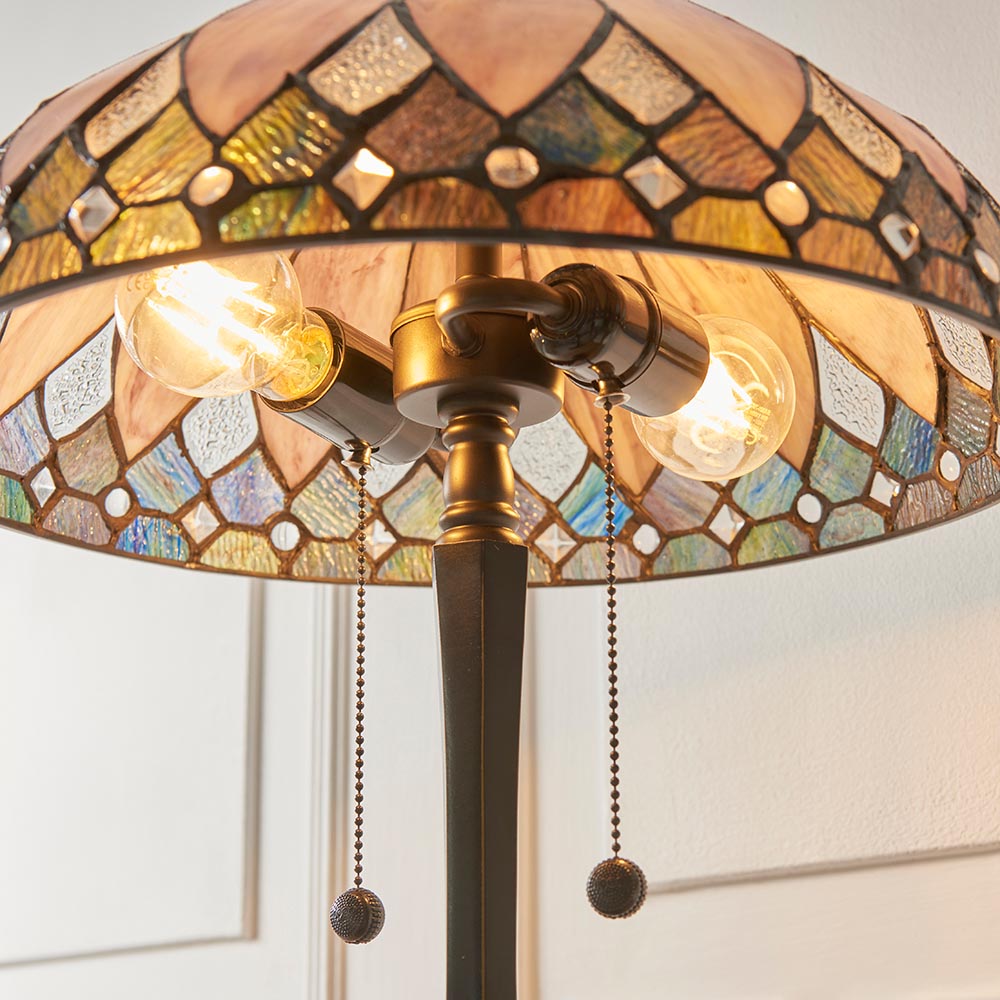 Bartow Tiffany Glass Table Lamp In Satin Black
