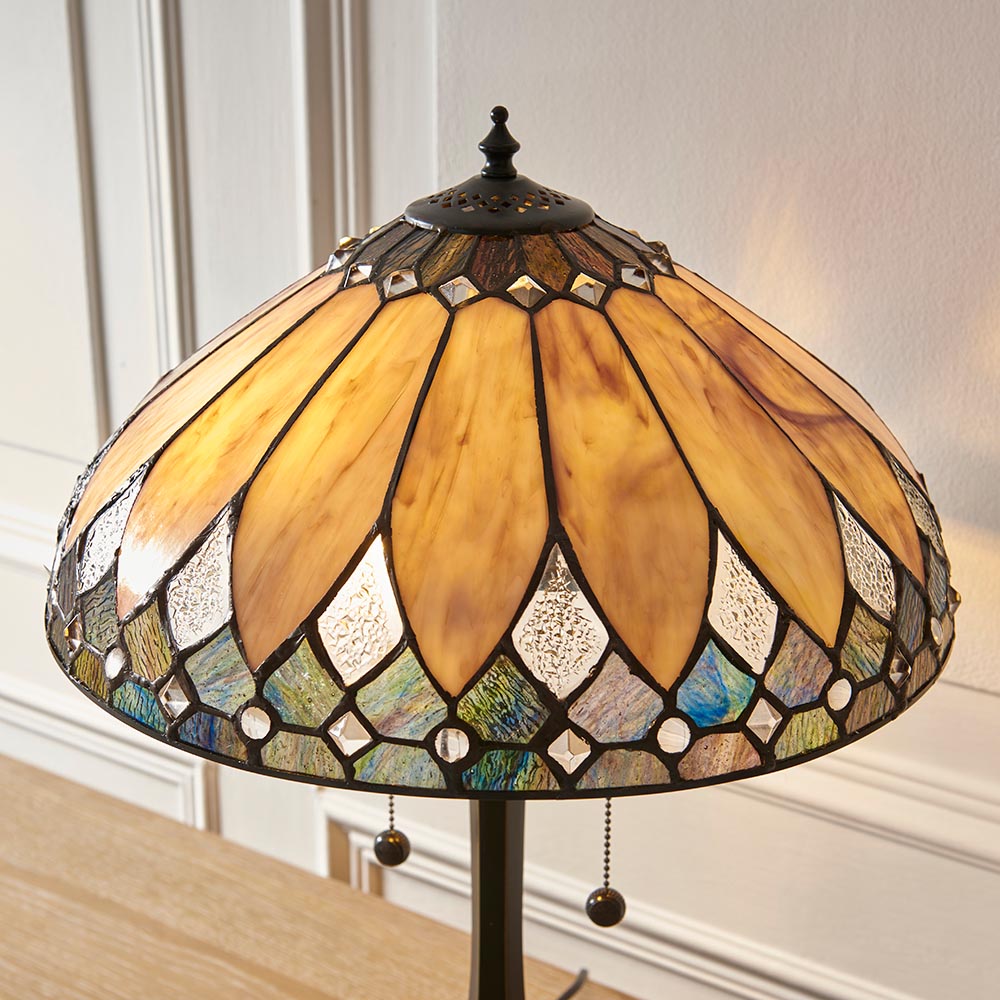 Bartow Tiffany Glass Table Lamp In Satin Black