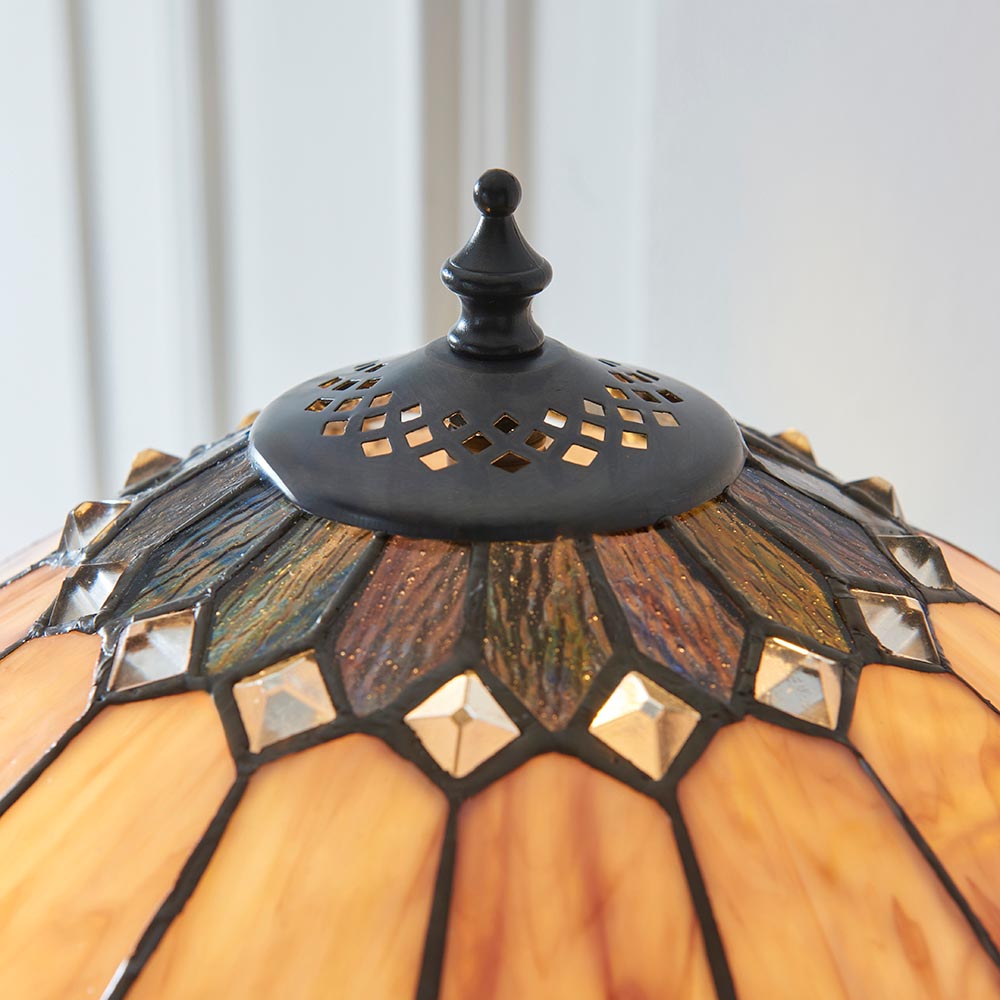 Bartow Tiffany Glass Table Lamp In Satin Black
