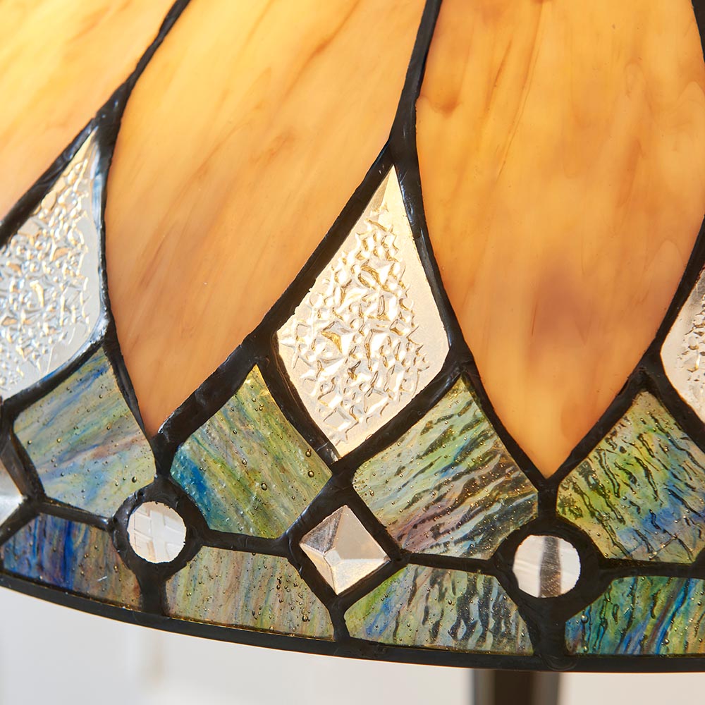 Bartow Tiffany Glass Table Lamp In Satin Black