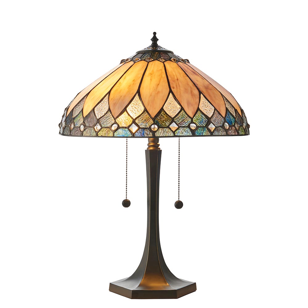 Bartow Tiffany Glass Table Lamp In Satin Black