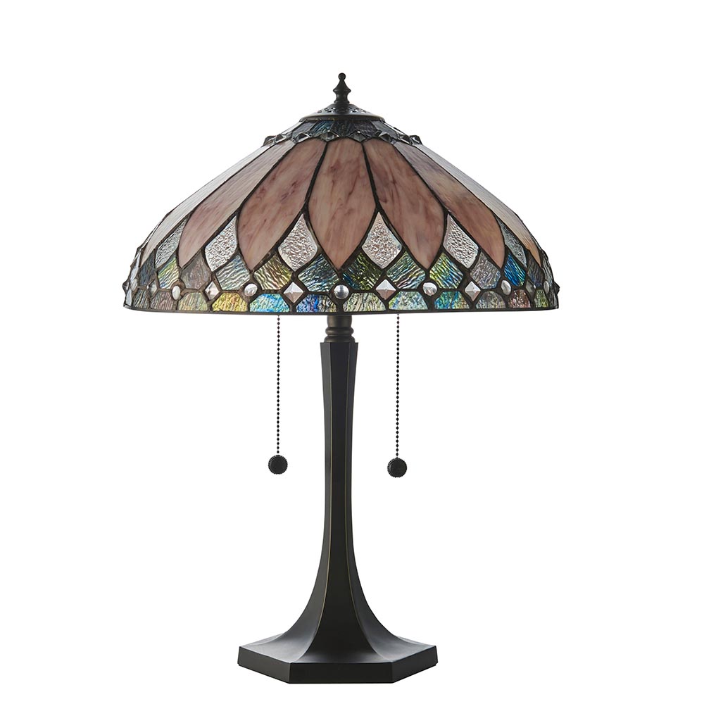 Bartow Tiffany Glass Table Lamp In Satin Black