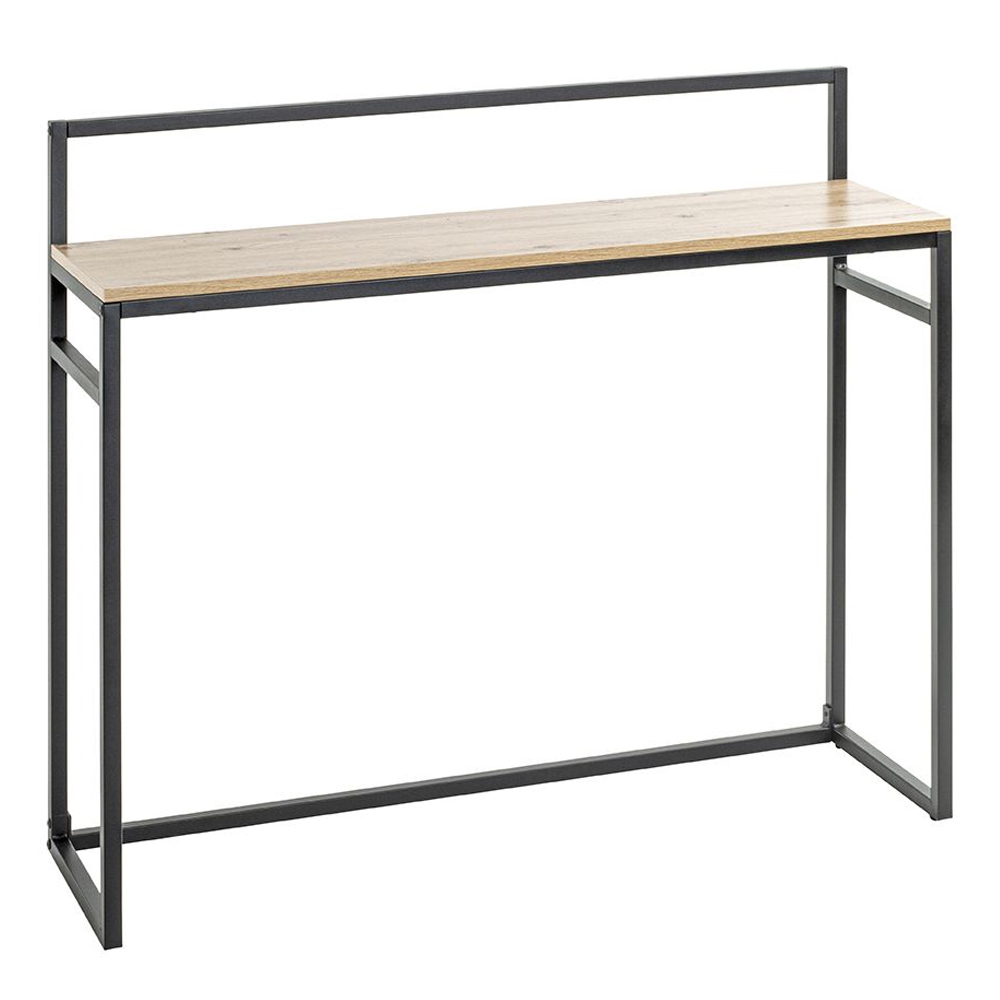 Bartow Wooden Console Table With Black Metal Frame In Oak