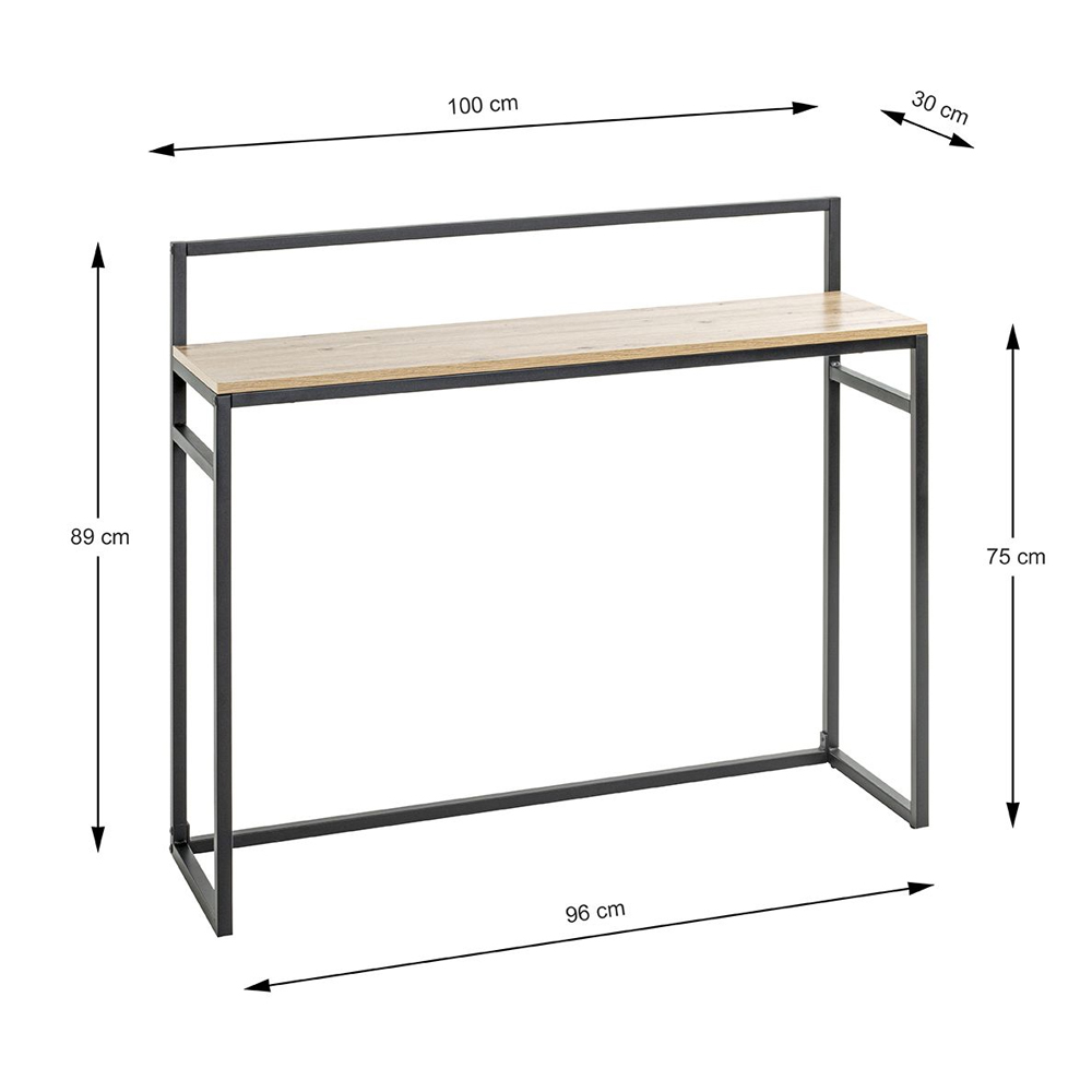 Bartow Wooden Console Table With Black Metal Frame In Oak
