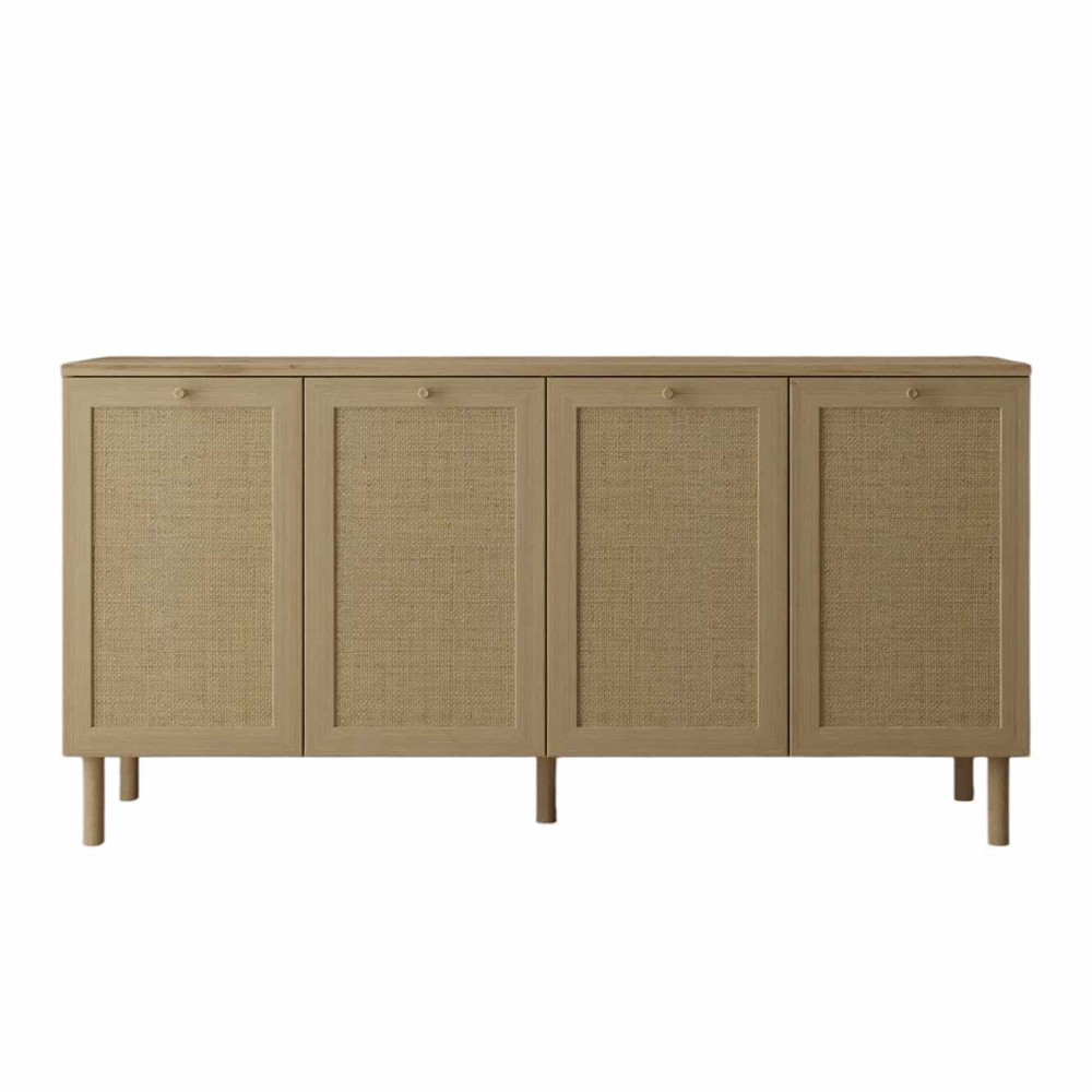 Baru Wooden Wooden Sideboard with 4 Doors in Beige