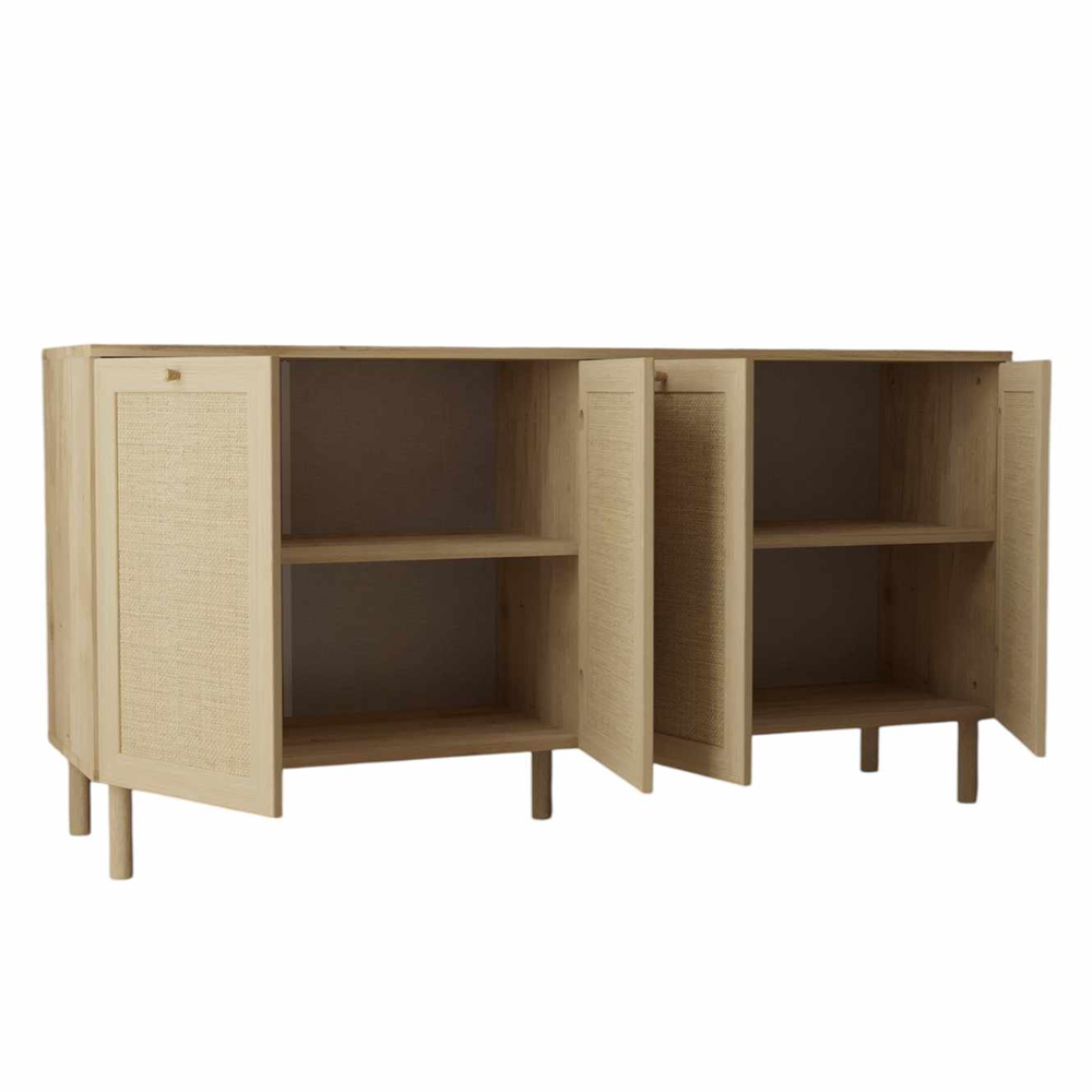 Baru Wooden Wooden Sideboard with 4 Doors in Beige