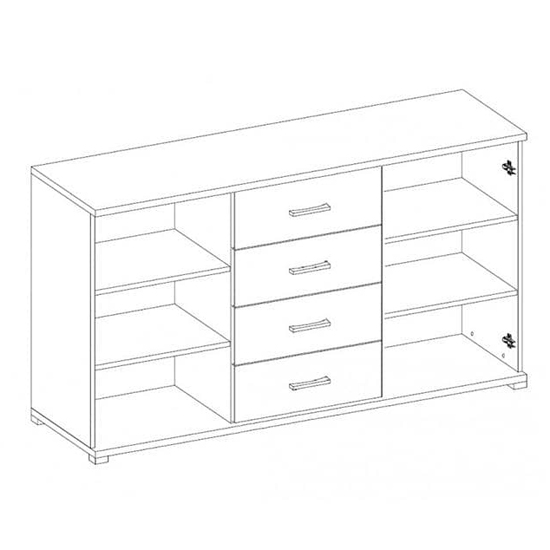Basalt Wooden Sideboard With 2 Doors 4 Drawers In San Remo Oak