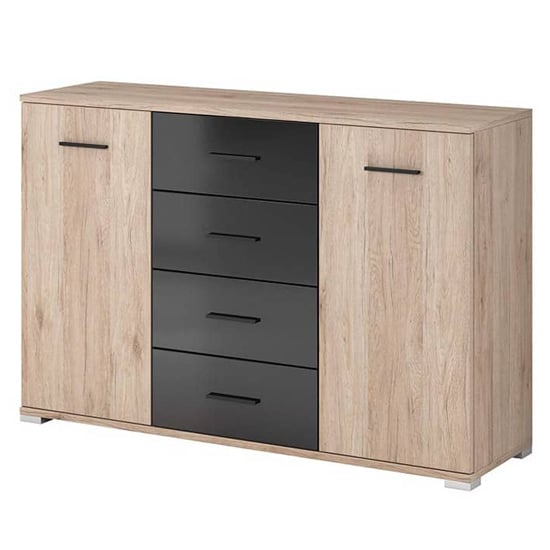 Read more about Basalt wooden sideboard with 2 doors 4 drawers in san remo oak