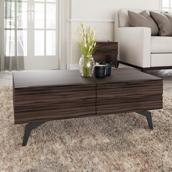 Read more about Basalt wooden coffee table with 2 drawers in dark walnut