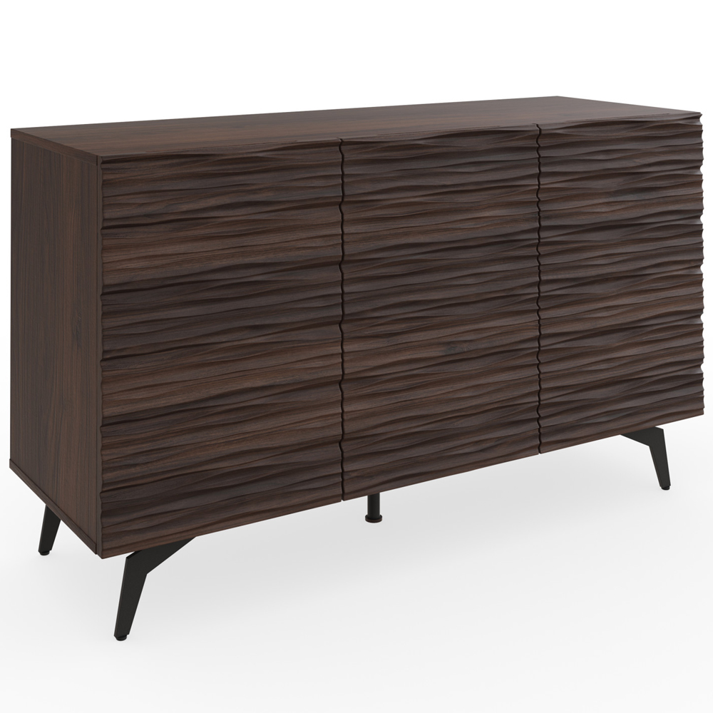 Basalt Wooden Storage Cabinet With 3 Doors In Dark Walnut