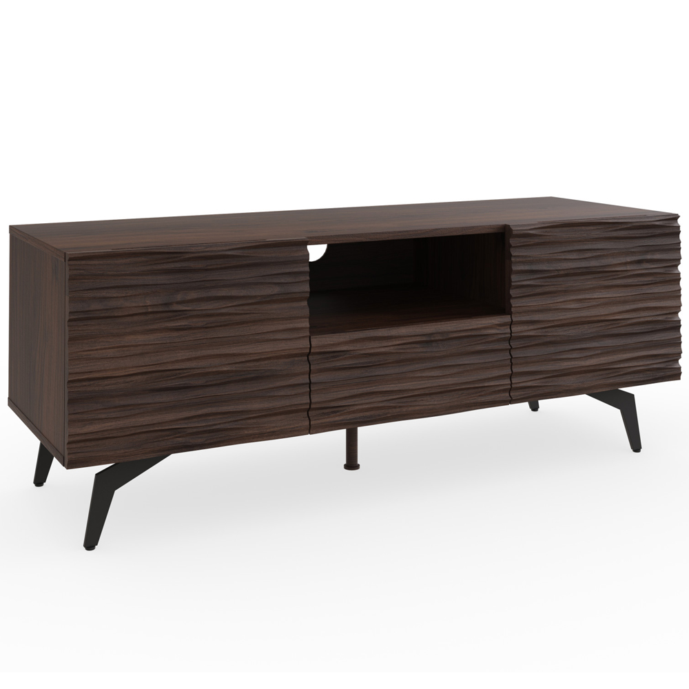 Basalt Wooden TV Stand With 2 Doors 1 Drawer In Dark Walnut