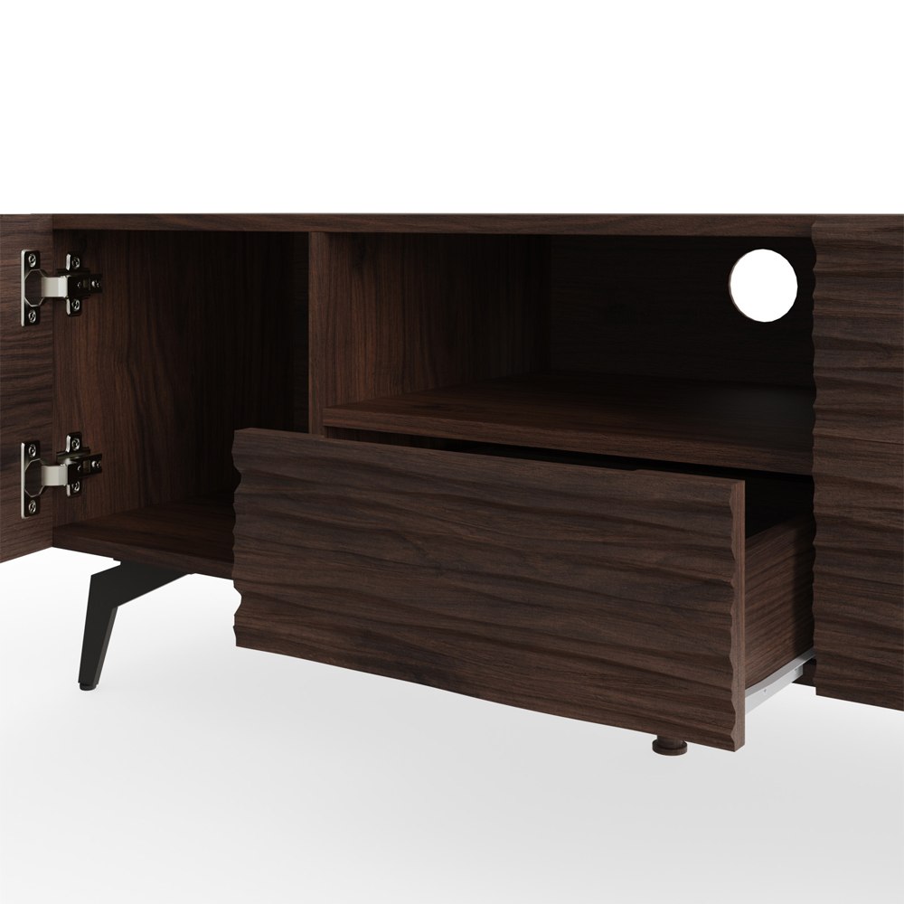 Basalt Wooden TV Stand With 2 Doors 1 Drawer In Dark Walnut