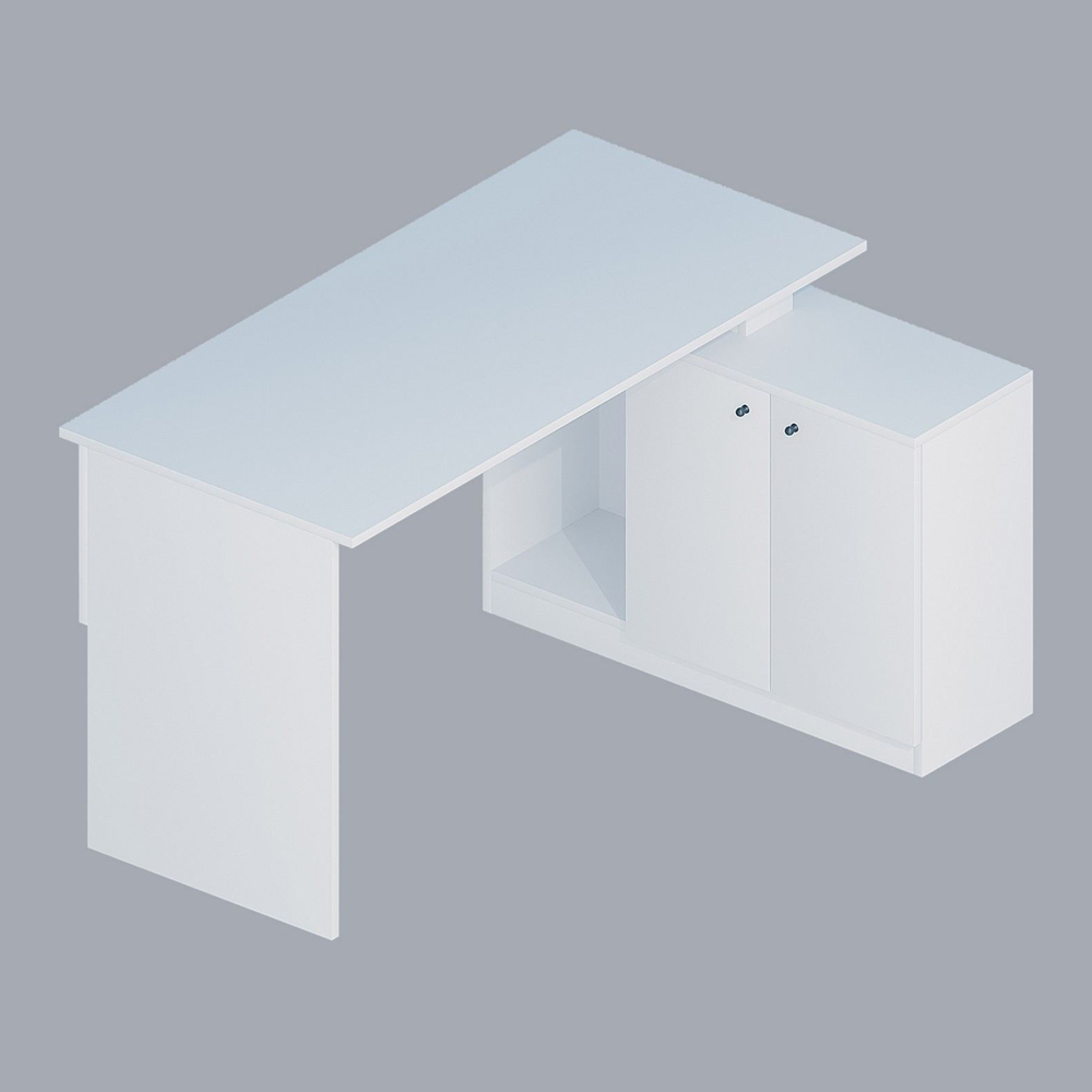 Basara Wooden Laptop Desk With 2 Doors In White