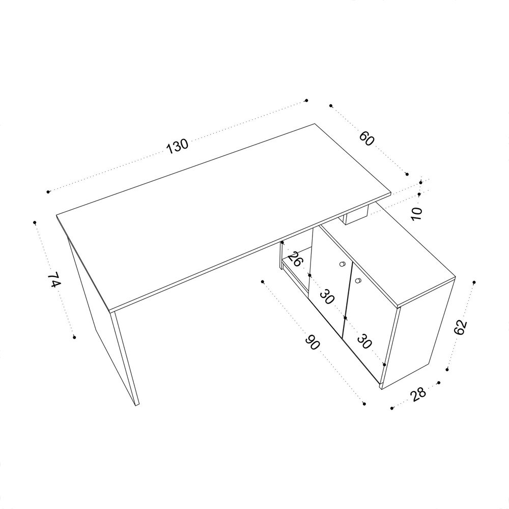 Basara Wooden Laptop Desk With 2 Doors In White