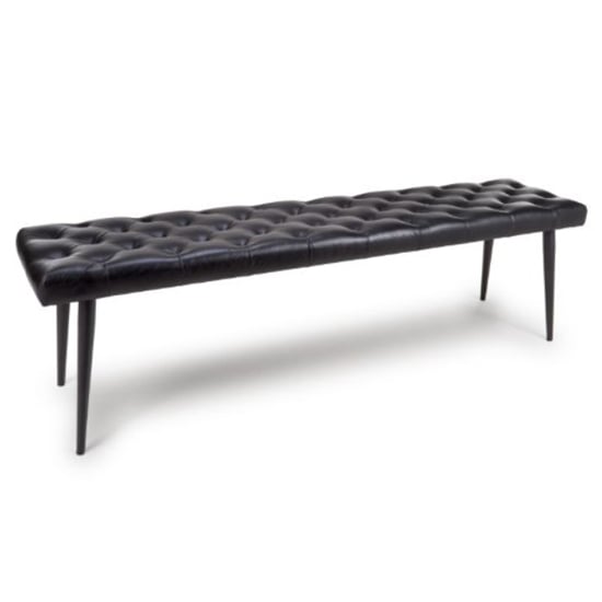 Photo of Basel genuine buffalo leather dining bench in black