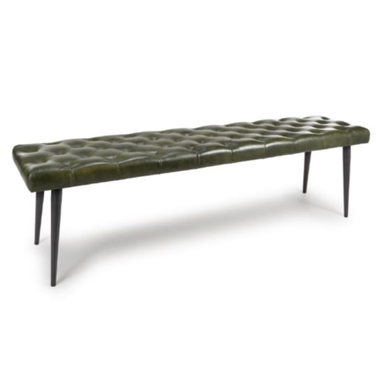 Photo of Basel genuine buffalo leather dining bench in green