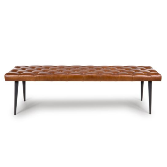 Basel Genuine Buffalo Leather Dining Bench In Tan | Furniture in Fashion