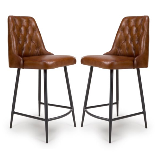 Basel Tan Genuine Buffalo Leather Counter Bar Chairs In Pair_1
