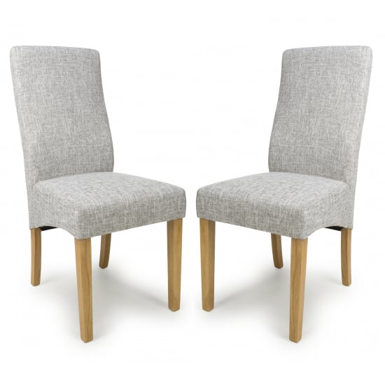 Basey Grey Weave Fabric Dining Chairs In Pair