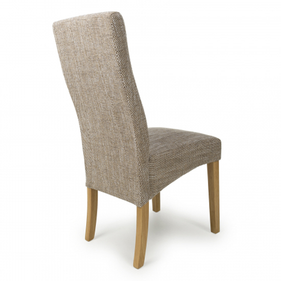 Basey Oatmeal Fabric Dining Chairs With Oak Legs In Pair