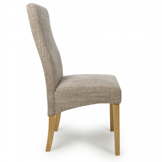 Basey Oatmeal Fabric Dining Chairs With Oak Legs In Pair