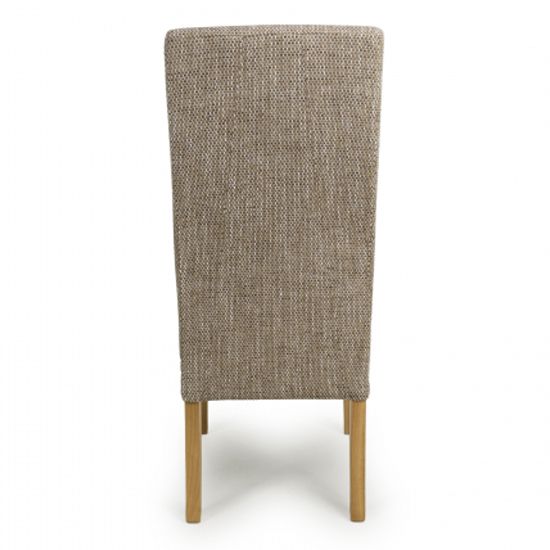 Basey Oatmeal Fabric Dining Chairs With Oak Legs In Pair
