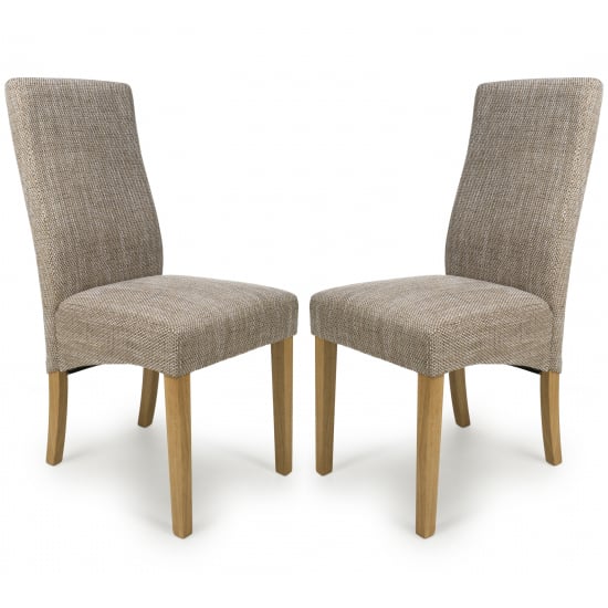 Product photograph of Basey Oatmeal Tweed Fabric Dining Chairs In Pair from Furniture in Fashion