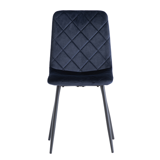 Basia Deep Blue Velvet Fabric Dining Chairs In Pair