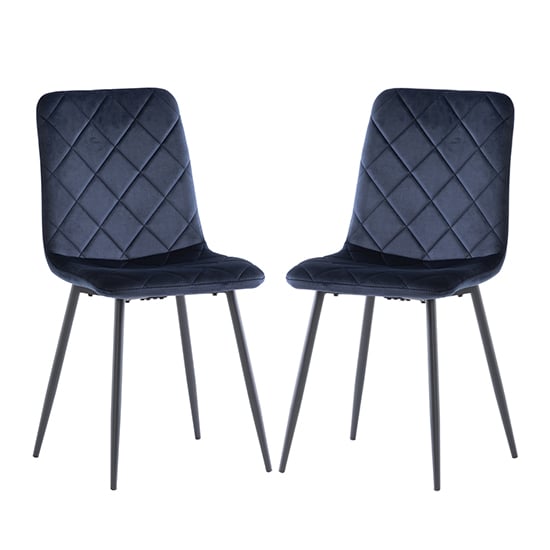 Photo of Basia deep blue velvet fabric dining chairs in pair