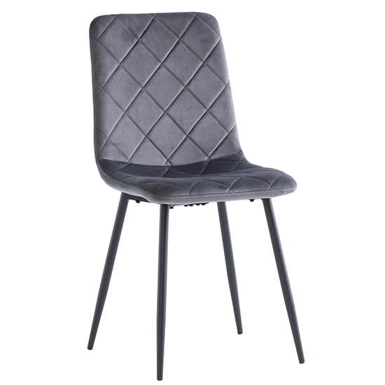 Basia Grey Velvet Fabric Dining Chairs In Pair