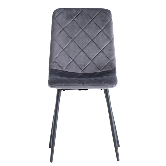 Basia Grey Velvet Fabric Dining Chairs In Pair