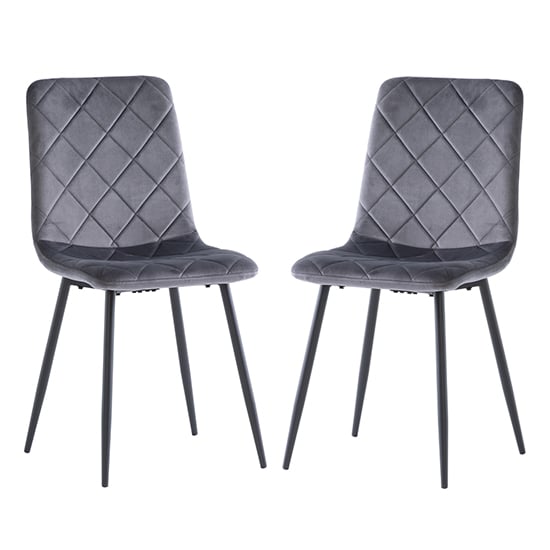 Basia Grey Velvet Fabric Dining Chairs In Pair_1