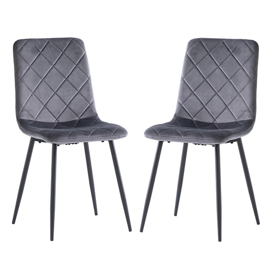 Photo of Basia grey velvet fabric dining chairs in pair